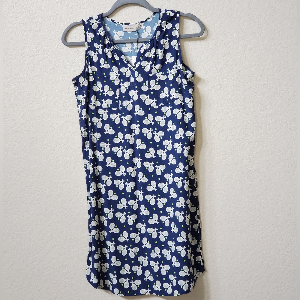 The Odells Blue Sleeveless Tennis Raquet Print Shift Dress, Girl's XL NWT